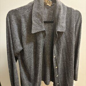Victoria Holley Vintage Silk/Angora/Nylon Blend Gray Cardigan Sweater - Small